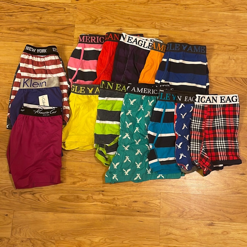 Like New American Eagle (plus others) Men’s Medium-Large Boxer Briefs Lot of 14